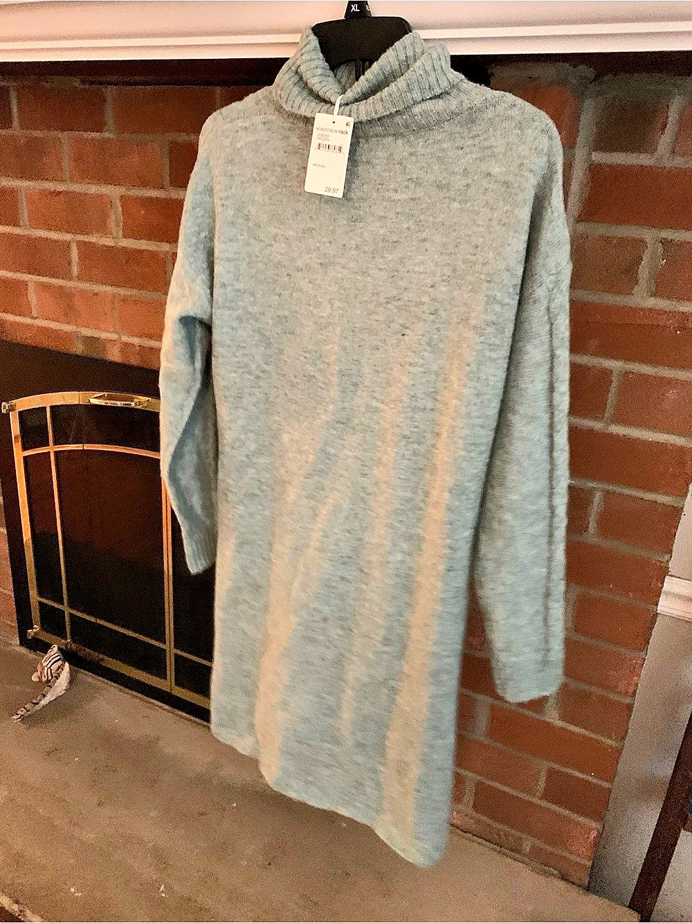 Nordstrom Rack Frozen Cable Knit Midi Dress in Greenish Blue Size Medium NWT